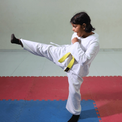 Student practicing martial arts at Cresmonde World School
